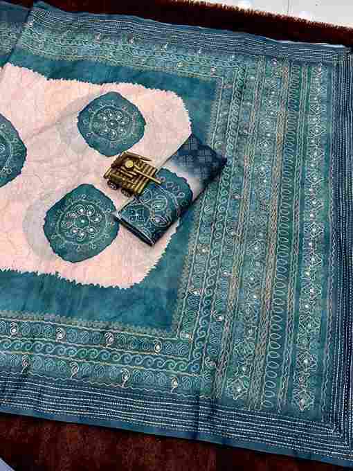 BT-56 Jhalak Rangeen Silk Digital Print with Khatha Work, Gotta Patti & Mirror Work Wholesale Sarees in Surat