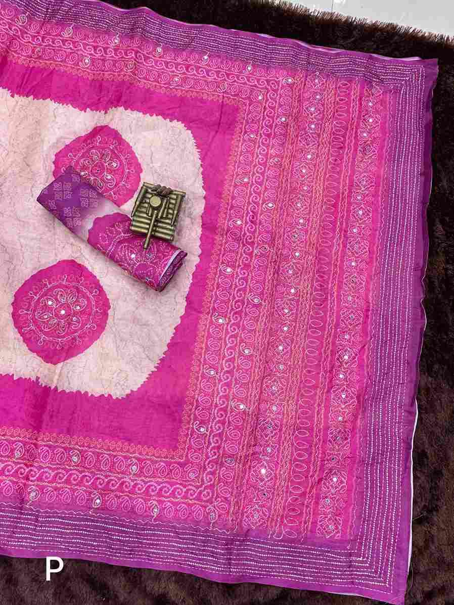 BT-56 Jhalak Rangeen Silk Digital Print with Khatha Work, Gotta Patti & Mirror Work Wholesale Sarees in Surat