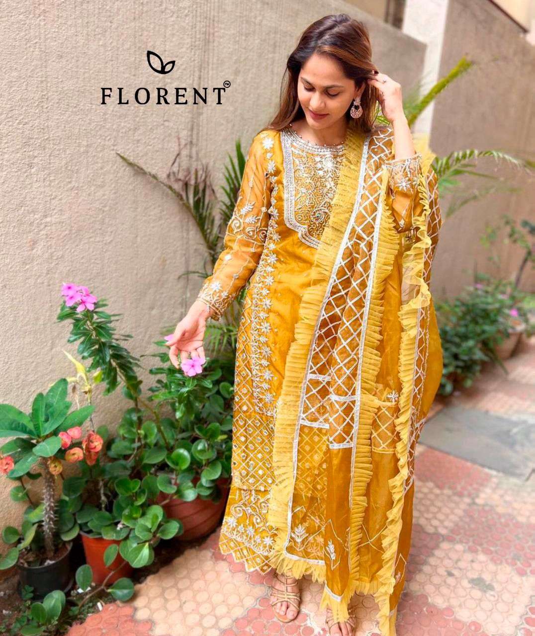Florent TM 1022(ABC) Heavy Dull Organza with Embroidery Handwork Wholesale Salwar Kameez in Surat