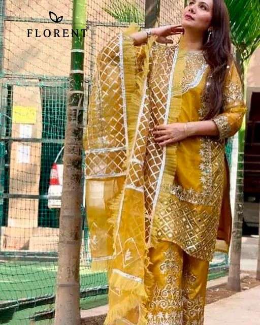 Florent TM 1022(ABC) Heavy Dull Organza with Embroidery Handwork Wholesale Salwar Kameez in Surat