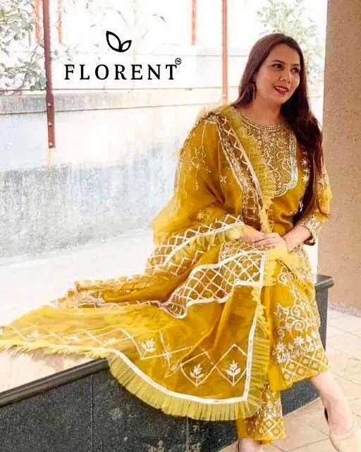 Florent TM 1022(ABC) Heavy Dull Organza with Embroidery Handwork Wholesale Salwar Kameez in Surat