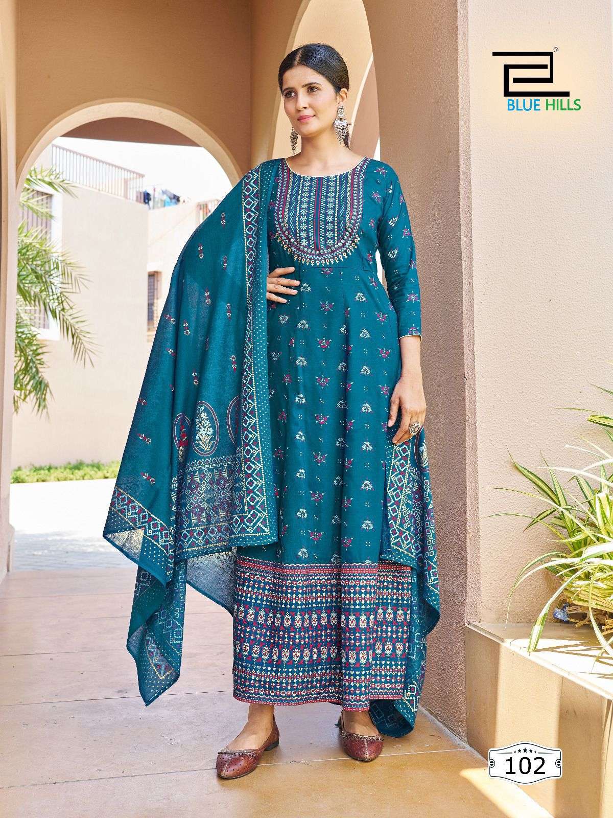 Heavy Rayon Printed Long Gown with Dupatta Multi-Color Combination Wholesale Gown in Surat