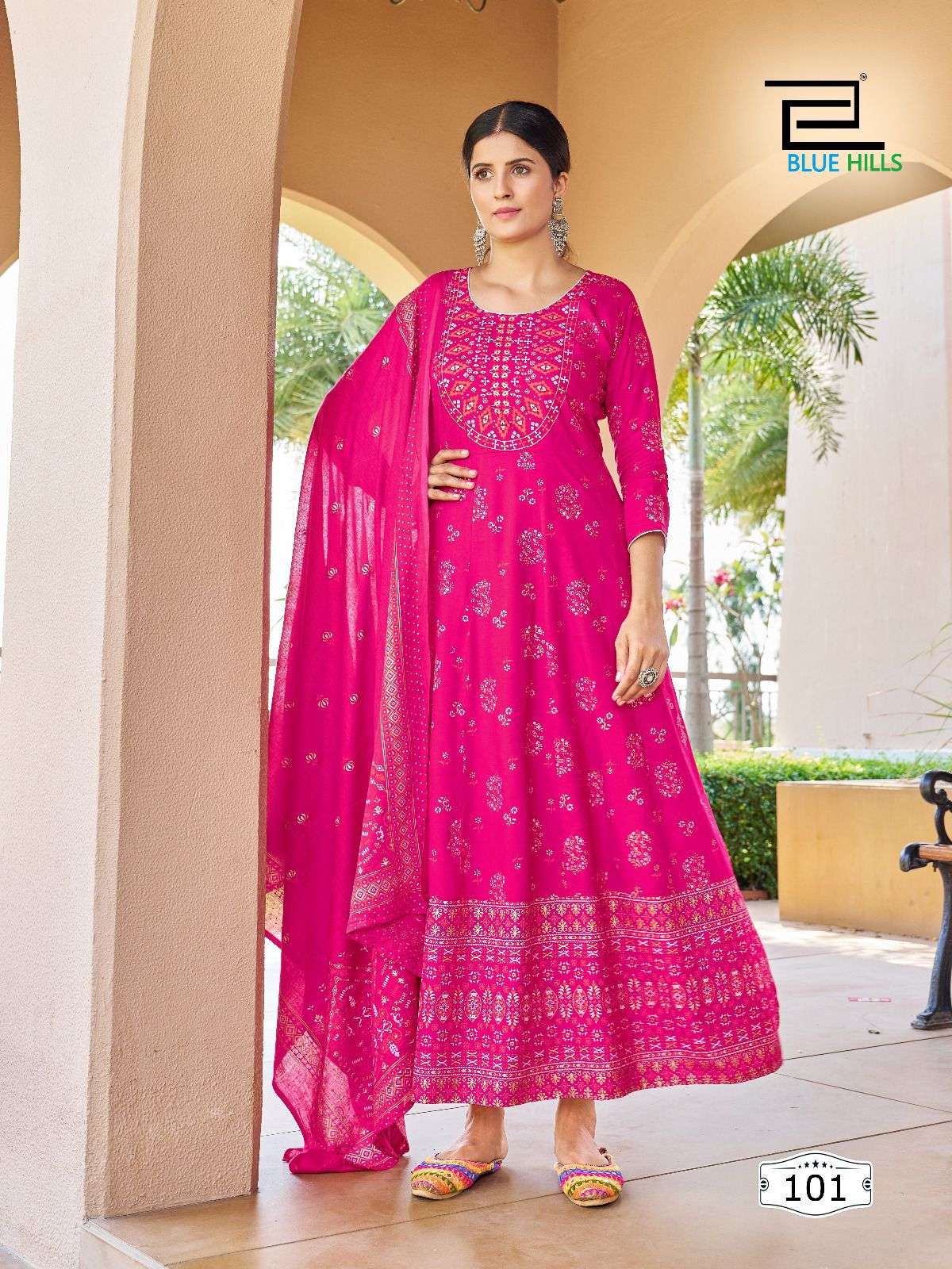 Heavy Rayon Printed Long Gown with Dupatta Multi-Color Combination Wholesale Gown in Surat