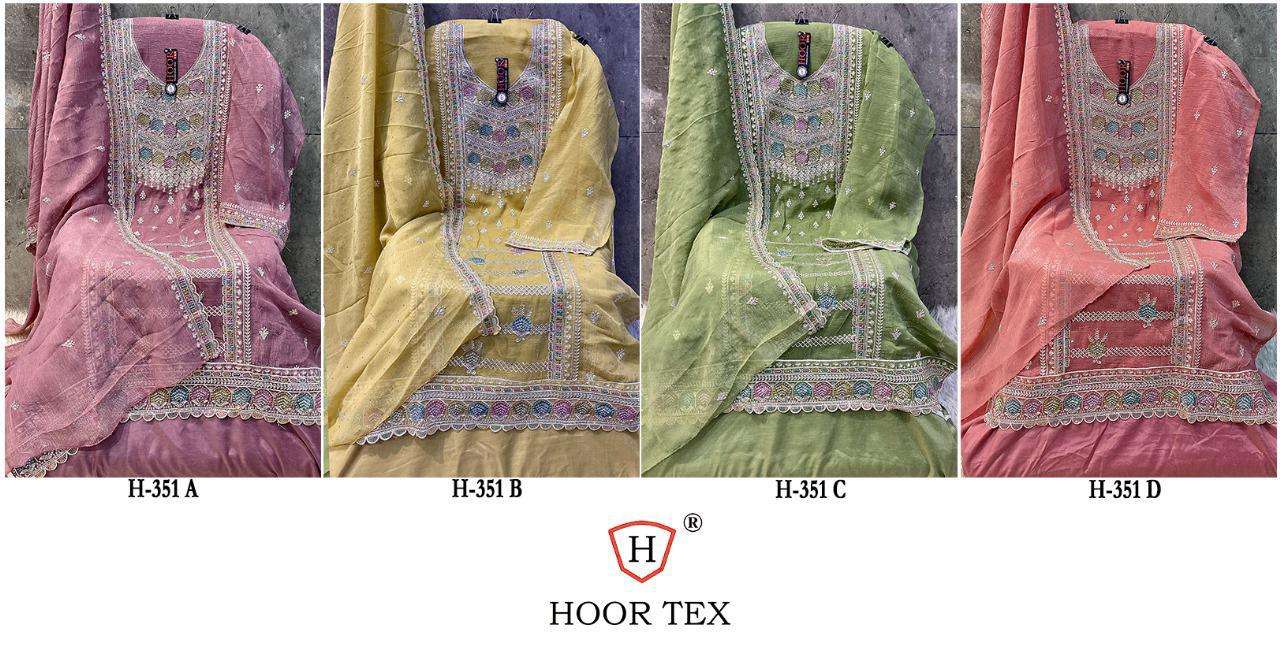 Hoor Tex H-351 Crush Georgette Khatli Work Embroidery Designer Wholesale Salwar Kameez in Surat