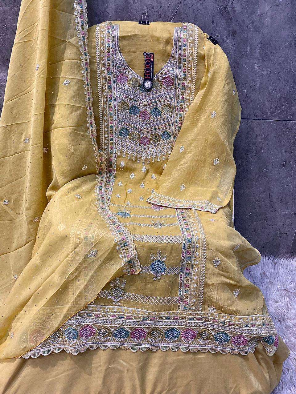 Hoor Tex H-351 Crush Georgette Khatli Work Embroidery Designer Wholesale Salwar Kameez in Surat