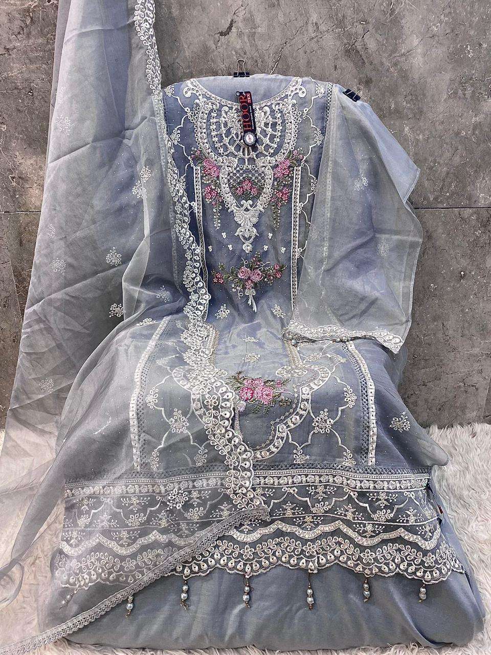 Hoor Tex OR-50 A to D Heavy Organza Zarkan Work Wholesale Salwar Kameez in Surat