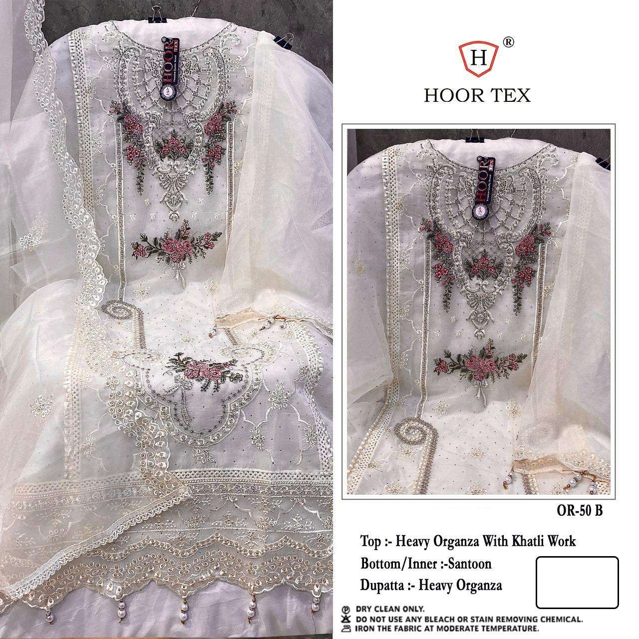 Hoor Tex OR-50 A to D Heavy Organza Zarkan Work Wholesale Salwar Kameez in Surat