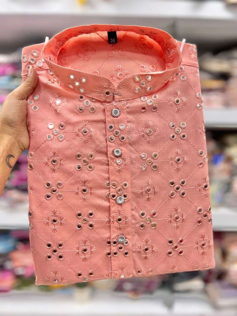 Mirror Kurta Cotton With Heavy Embroidery Mirror Work 