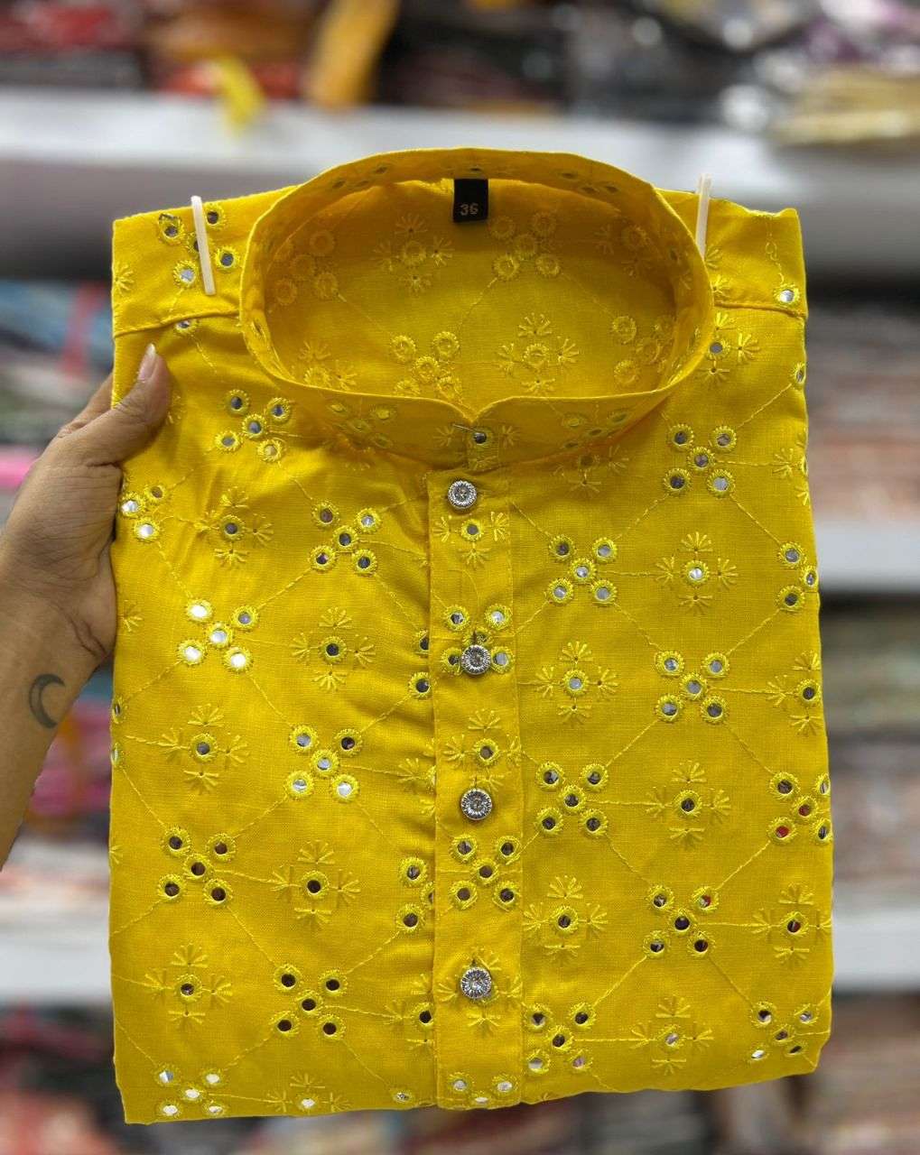 Mirror Kurta Cotton With Heavy Embroidery Mirror Work 