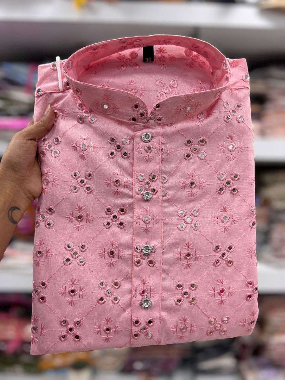 Mirror Kurta Cotton With Heavy Embroidery Mirror Work 