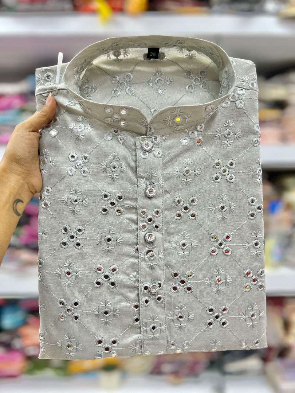 Mirror Kurta Cotton With Heavy Embroidery Mirror Work 