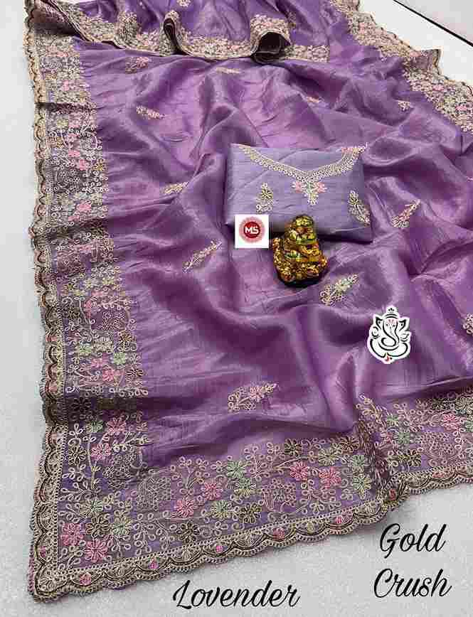 MS Brand Gold Crush Codding Pitta Work Wholesale Saree in Surat 