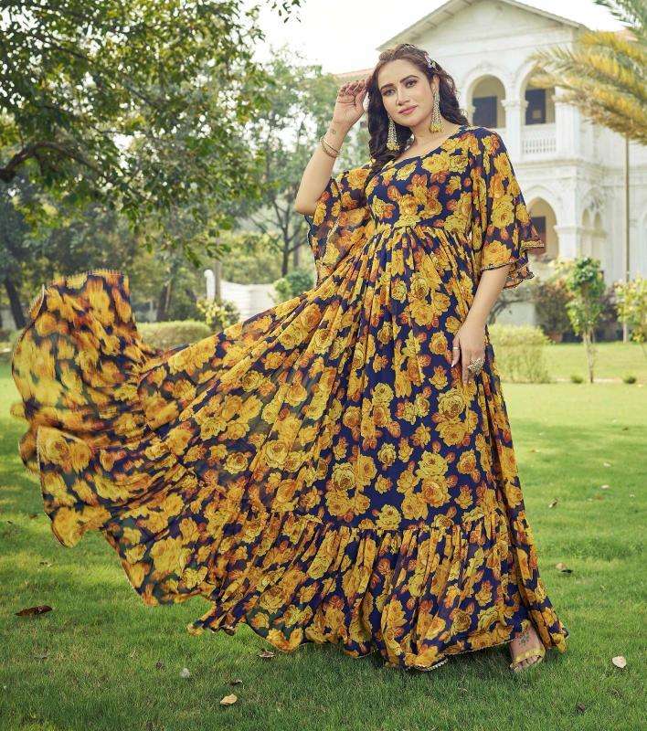 pr maahi georgette anarkali style readymade plus size ethnic gown