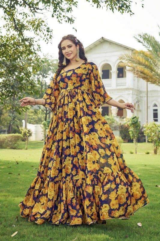 pr maahi georgette anarkali style readymade plus size ethnic gown
