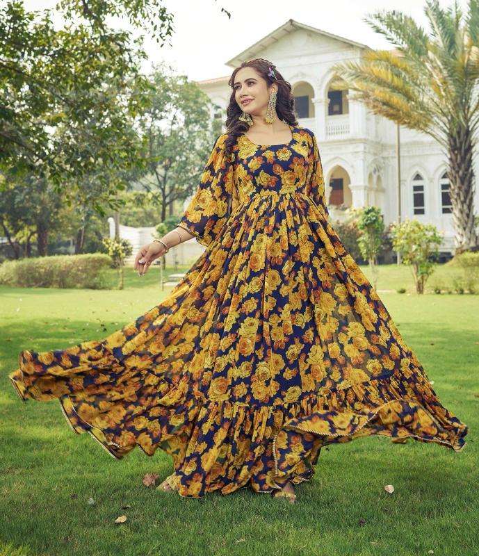 pr maahi georgette anarkali style readymade plus size ethnic gown