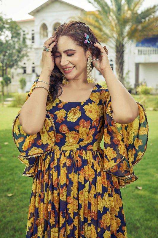 pr maahi georgette anarkali style readymade plus size ethnic gown