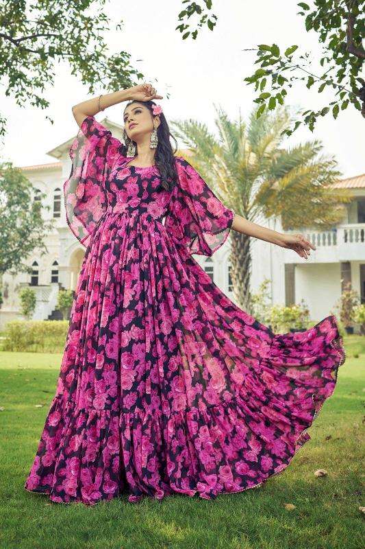 pr maahi georgette anarkali style readymade plus size ethnic gown