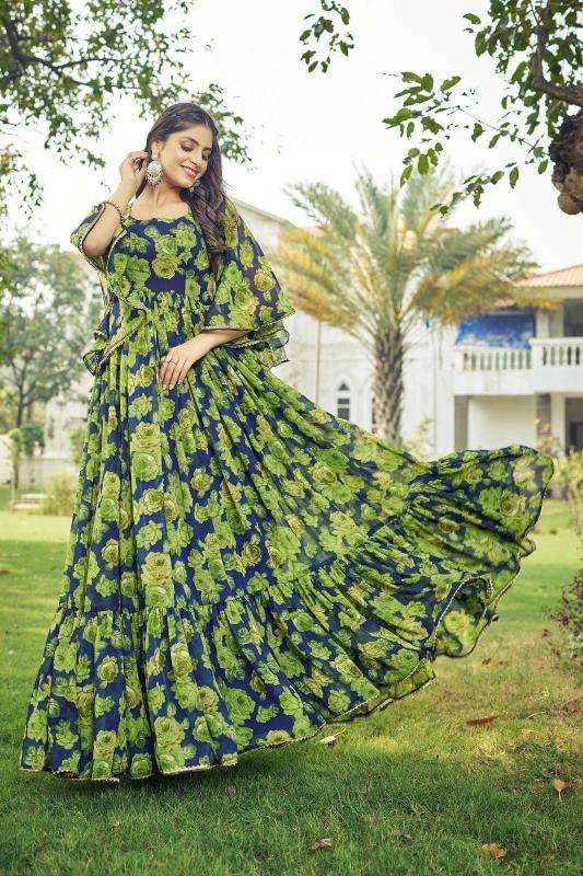 pr maahi georgette anarkali style readymade plus size ethnic gown