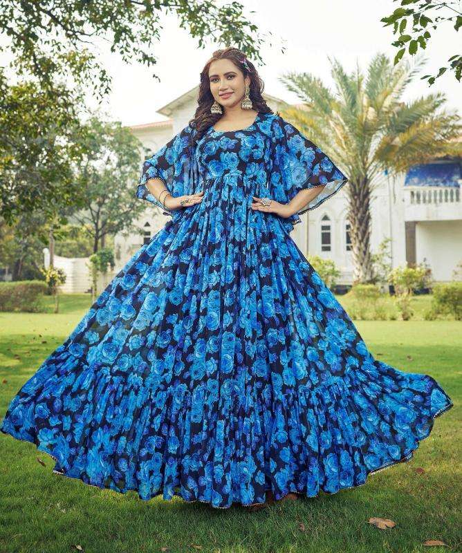 pr maahi georgette anarkali style readymade plus size ethnic gown