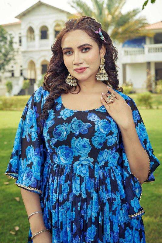 pr maahi georgette anarkali style readymade plus size ethnic gown