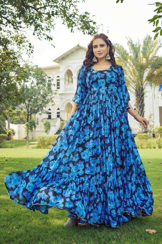 pr maahi georgette anarkali style readymade plus size ethnic gown