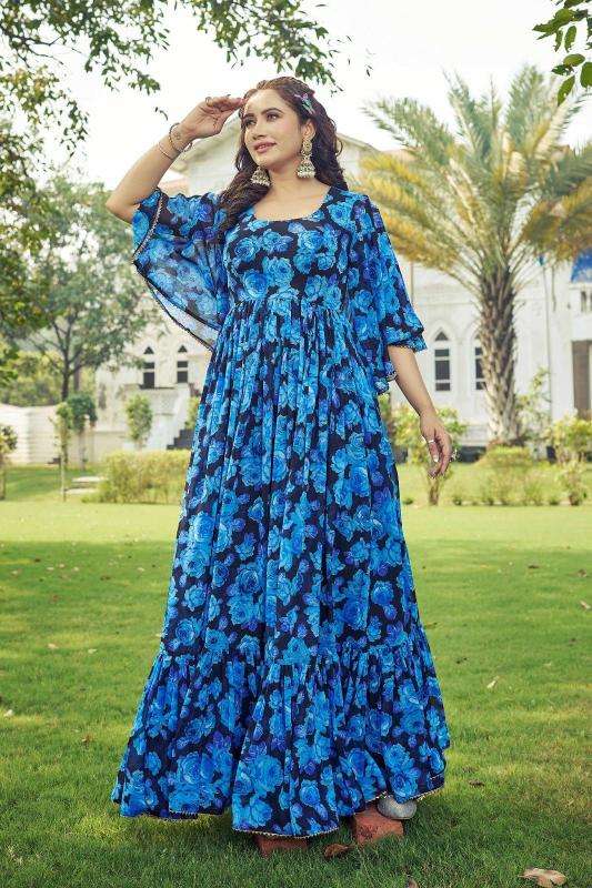 pr maahi georgette anarkali style readymade plus size ethnic gown