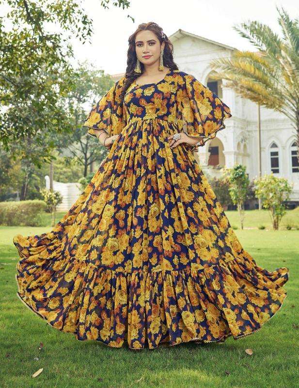 pr maahi georgette anarkali style readymade plus size ethnic gown