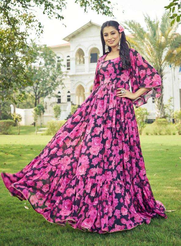 pr maahi georgette anarkali style readymade plus size ethnic gown