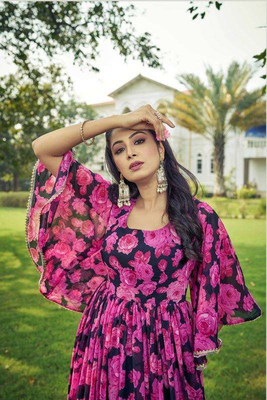pr maahi georgette anarkali style readymade plus size ethnic gown