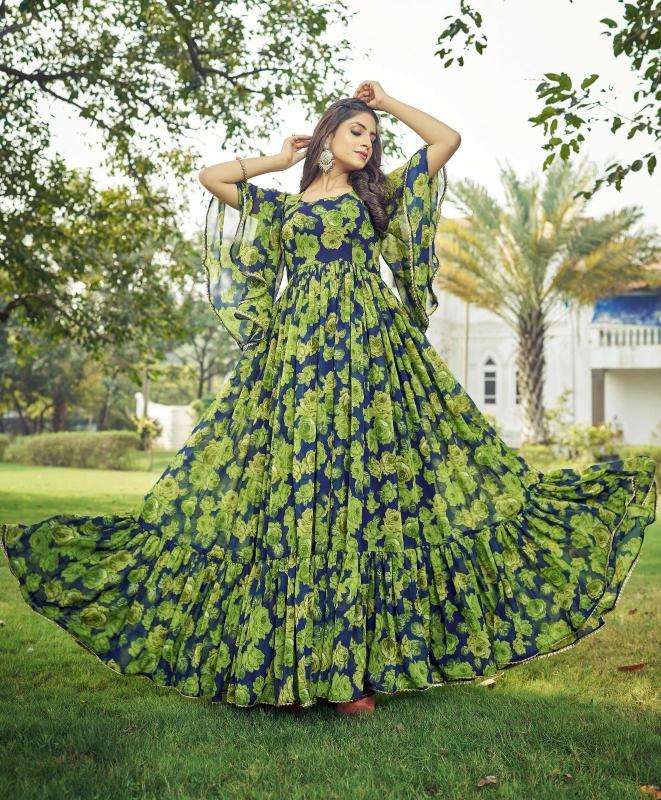 pr maahi georgette anarkali style readymade plus size ethnic gown