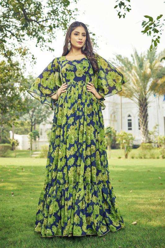 pr maahi georgette anarkali style readymade plus size ethnic gown