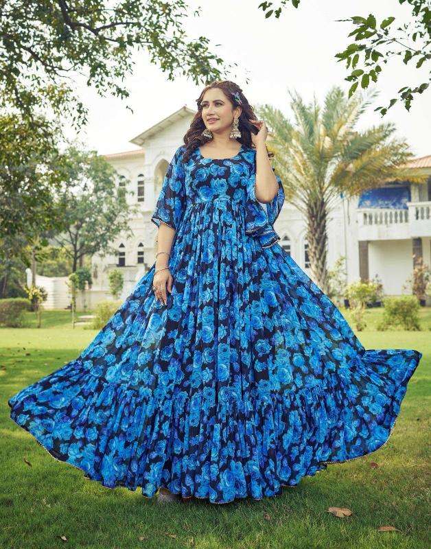 pr maahi georgette anarkali style readymade plus size ethnic gown