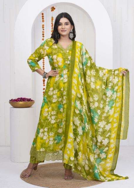 Heritage anarkali heavy work cotton printed wholesale suit