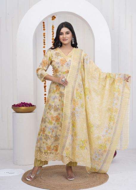 Heritage anarkali heavy work cotton printed wholesale suit