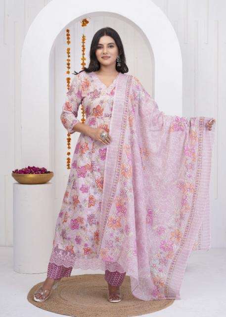 Heritage anarkali heavy work cotton printed wholesale suit