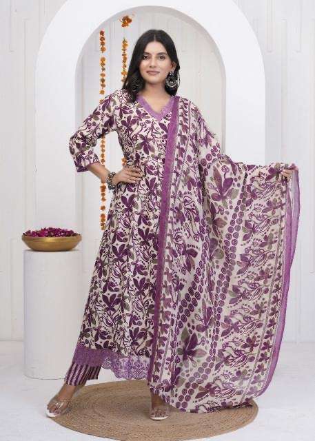 Heritage anarkali heavy work cotton printed wholesale suit