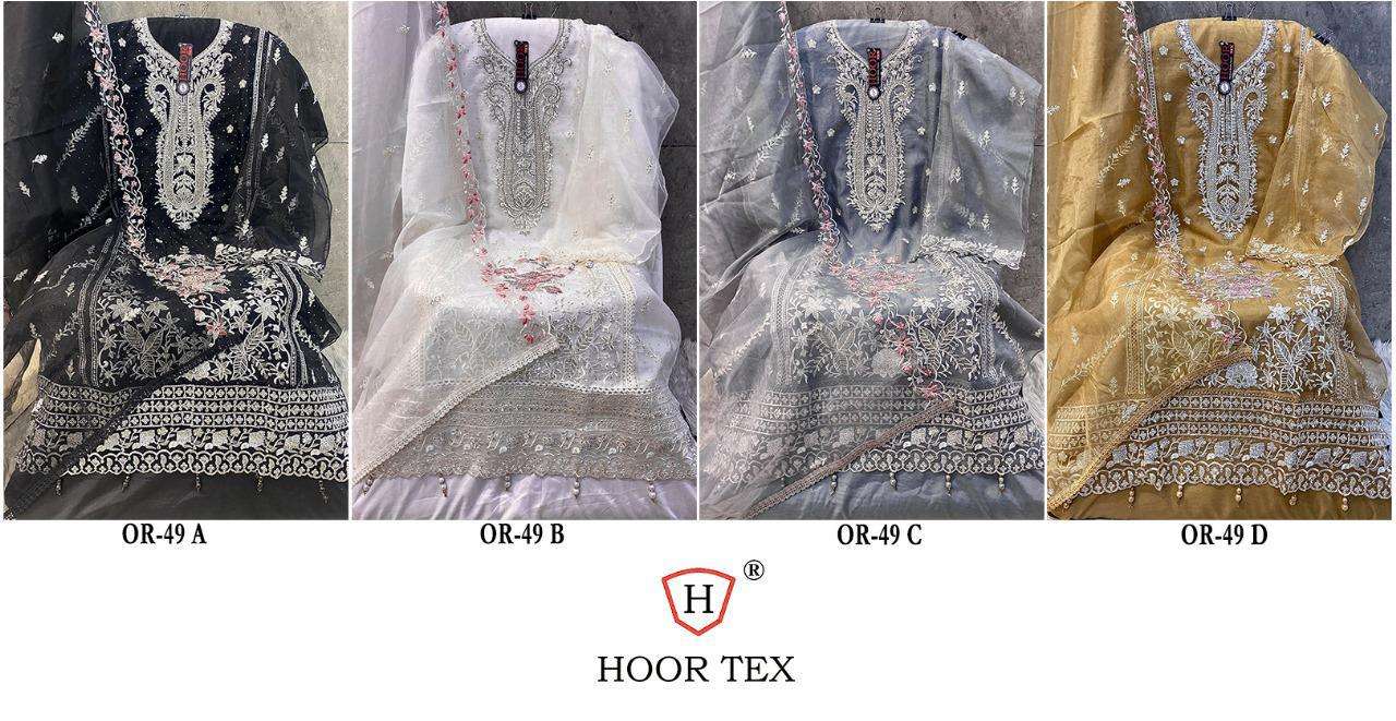 hoor tex OR-49 A To D Heavy Organza wholesale salwar kameez in surat 