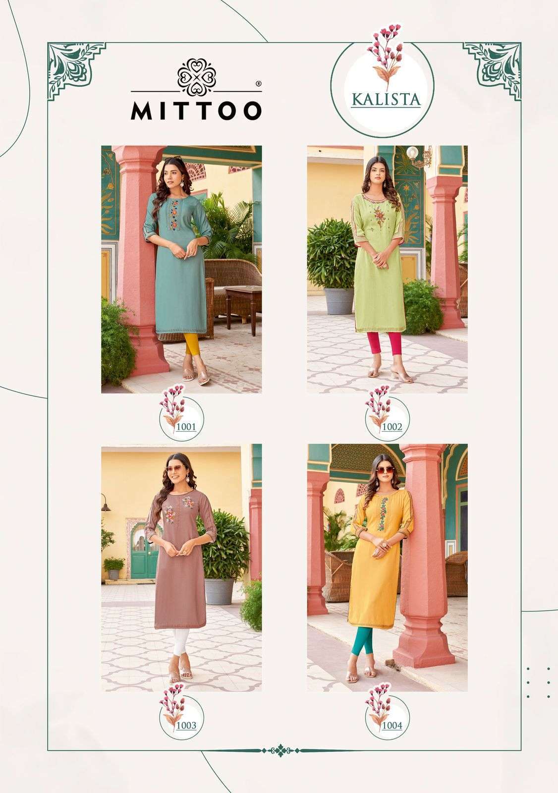 mittoo kalista series 1001-1004 rayon wholesale kurti in surat 