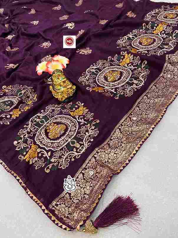 MS BRAND PRESENT viscose x handwork dola silk wholesale saree in surat 