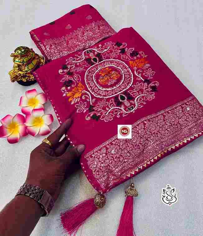 MS BRAND PRESENT viscose x handwork dola silk wholesale saree in surat 
