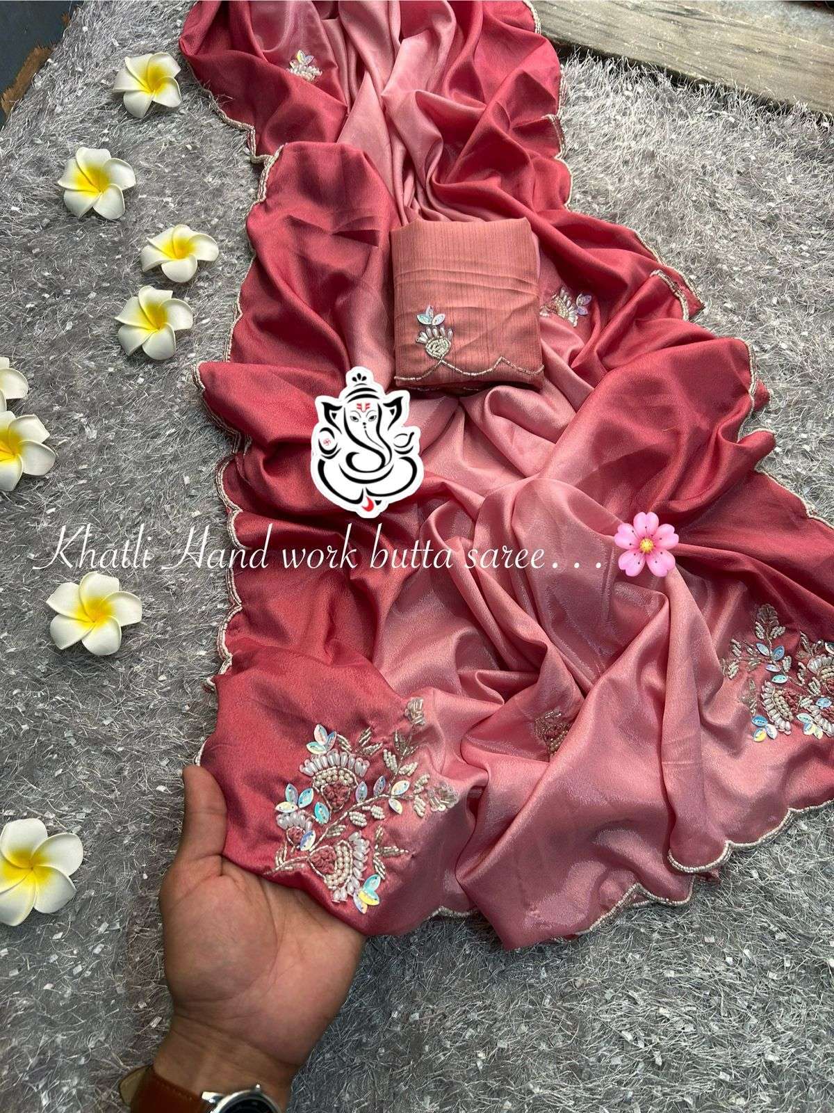 MS BRAND SAREE Chinon  khatli Hand work butta wholesale saree in surat 
