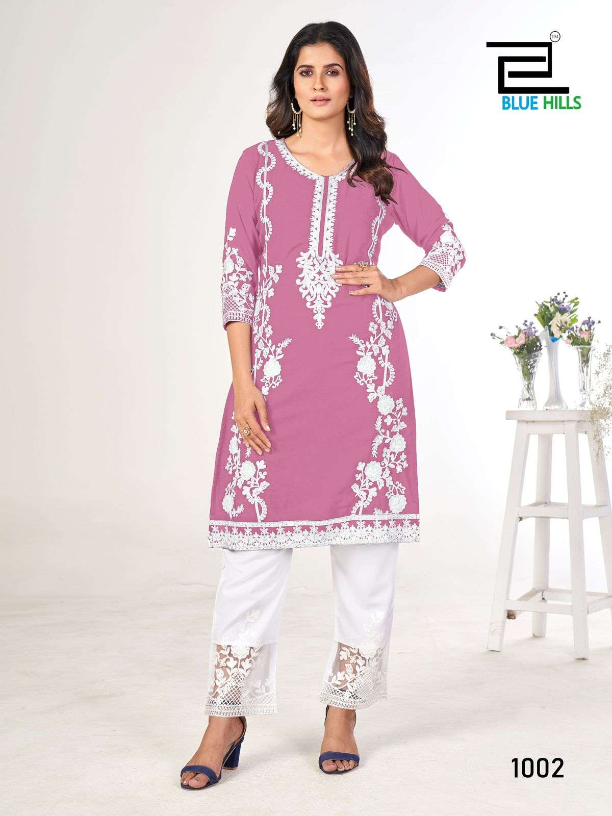 Noori  Heavy Georgette Embroidery Work Straight Kurti with Pant