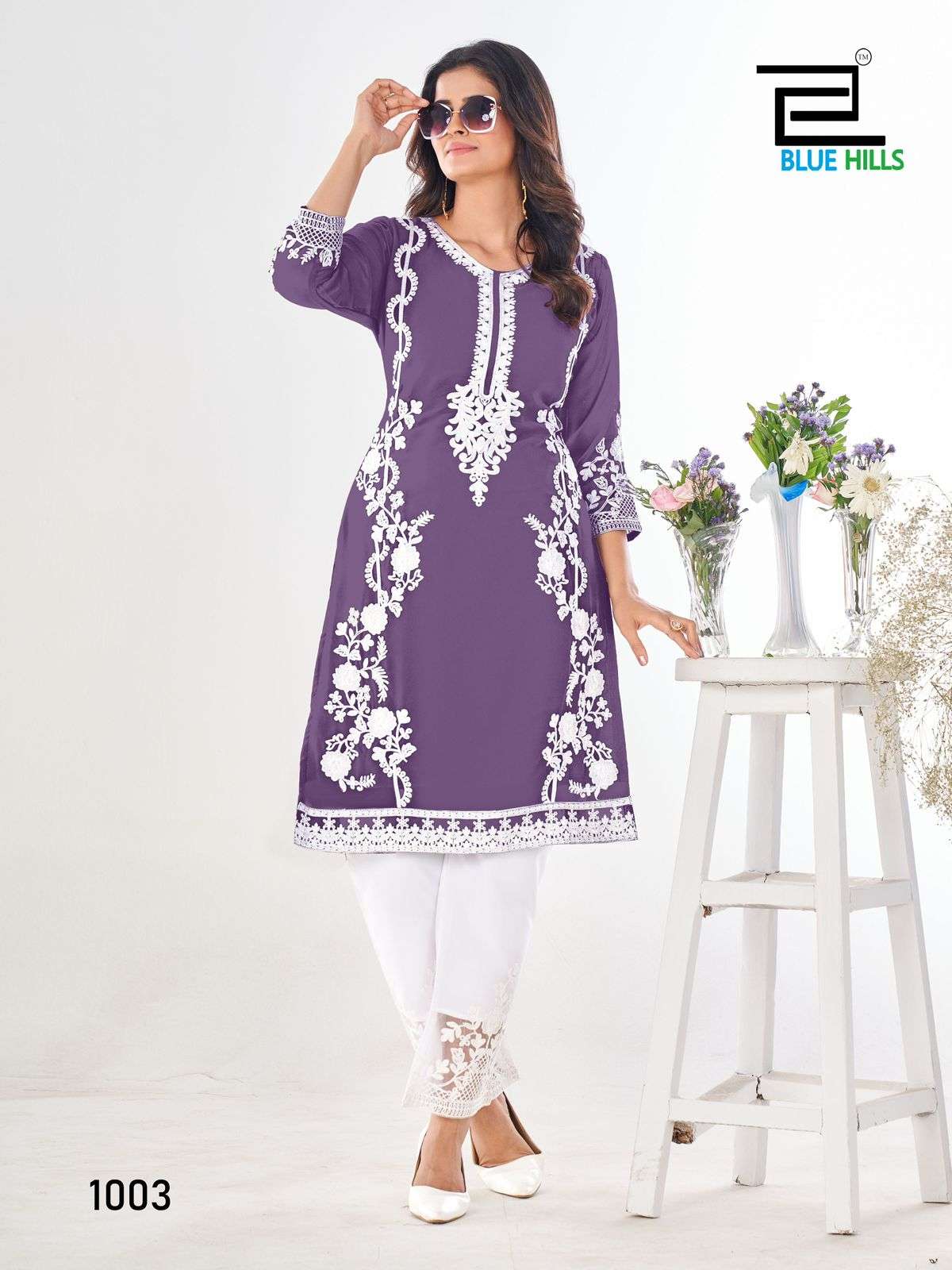 Noori  Heavy Georgette Embroidery Work Straight Kurti with Pant