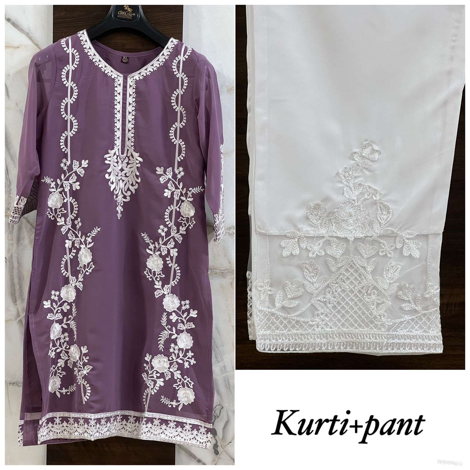 Noori  Heavy Georgette Embroidery Work Straight Kurti with Pant