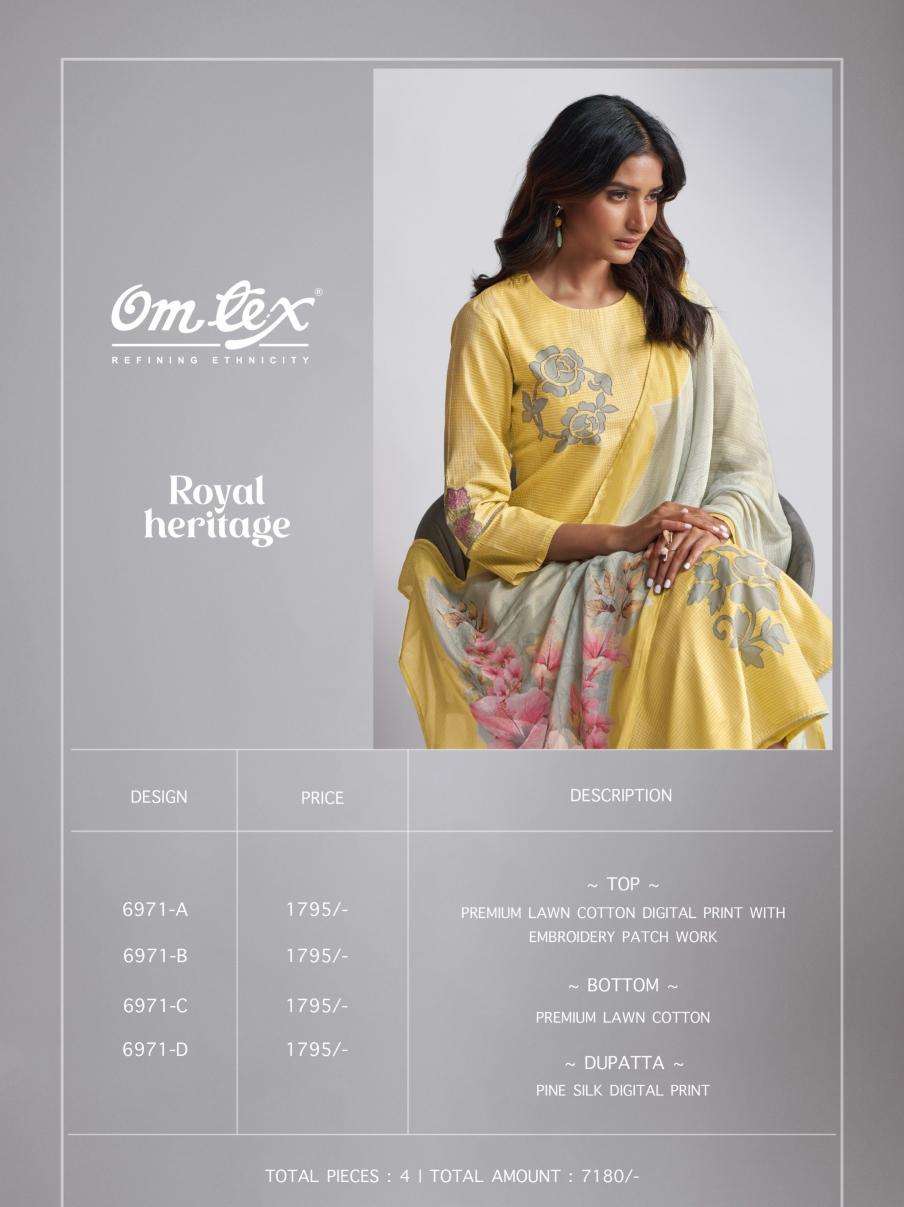 omtex royal heritage series 6971 lawn cotton wholesale salwar kameez in surat 