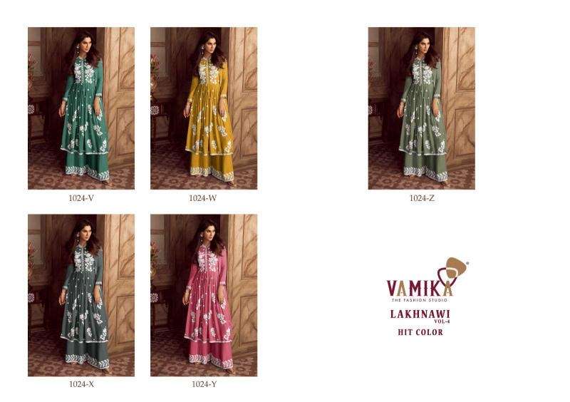 Vamika lakhnawi vol 4 hit color series 1024 rayon wholesale suit