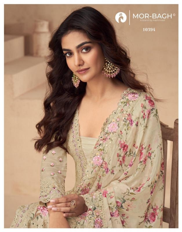 aashirwad aarna color plus series 10394-10398 CHINON SILK wholesale suit 