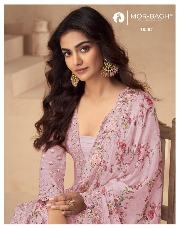 aashirwad aarna color plus series 10394-10398 CHINON SILK wholesale suit 