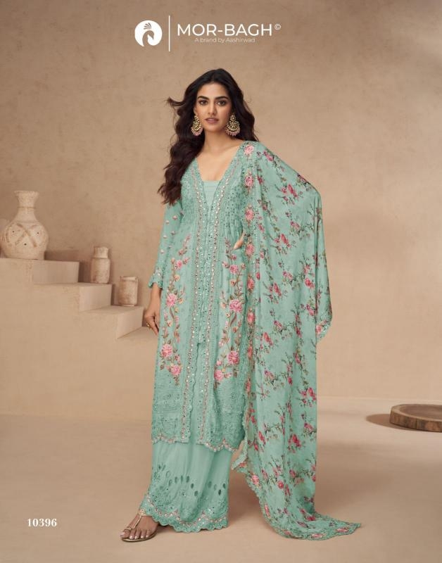 aashirwad aarna color plus series 10394-10398 CHINON SILK wholesale suit 
