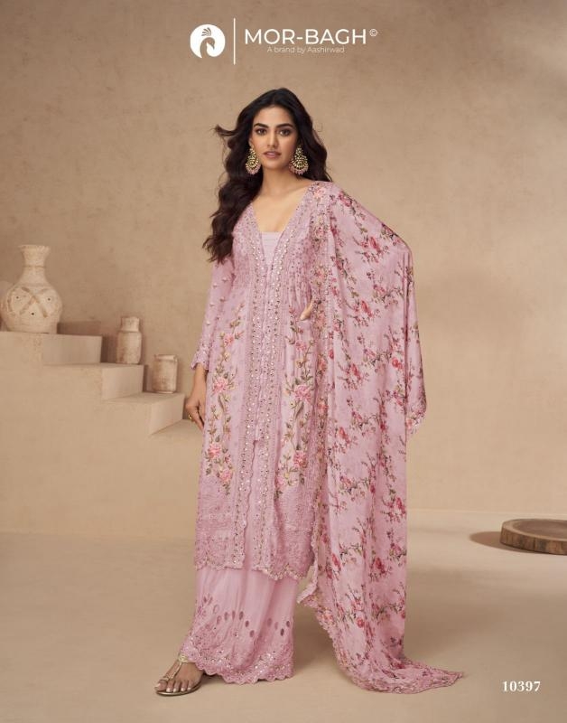aashirwad aarna color plus series 10394-10398 CHINON SILK wholesale suit 